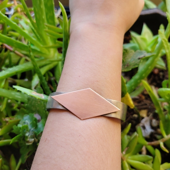 Vintage 1960s-1970s Silver & Copper Bracelet - Picture 8 of 11